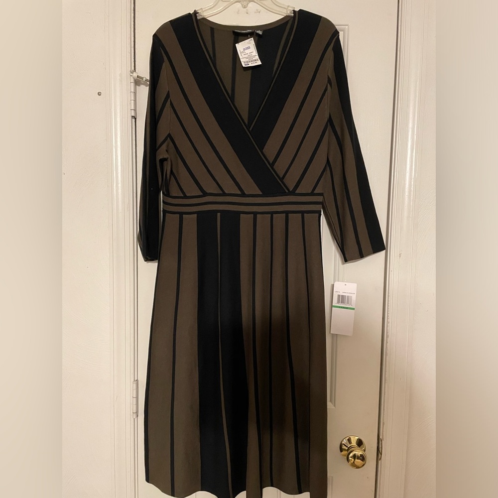 Olive Green Black Knit Dress